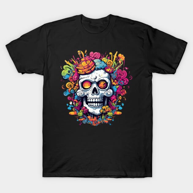 Skull art never looked so vibrant and alive T-Shirt by Pixel Poetry